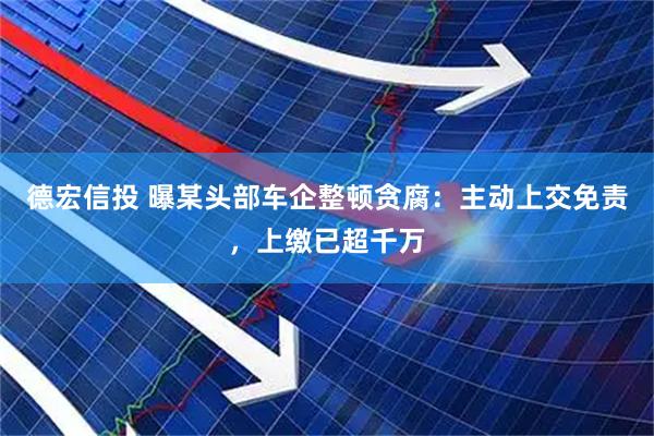 德宏信投 曝某头部车企整顿贪腐：主动上交免责，上缴已超千万