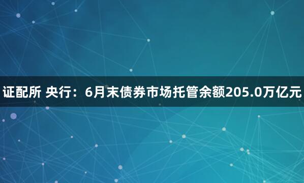 证配所 央行：6月末债券市场托管余额205.0万亿元